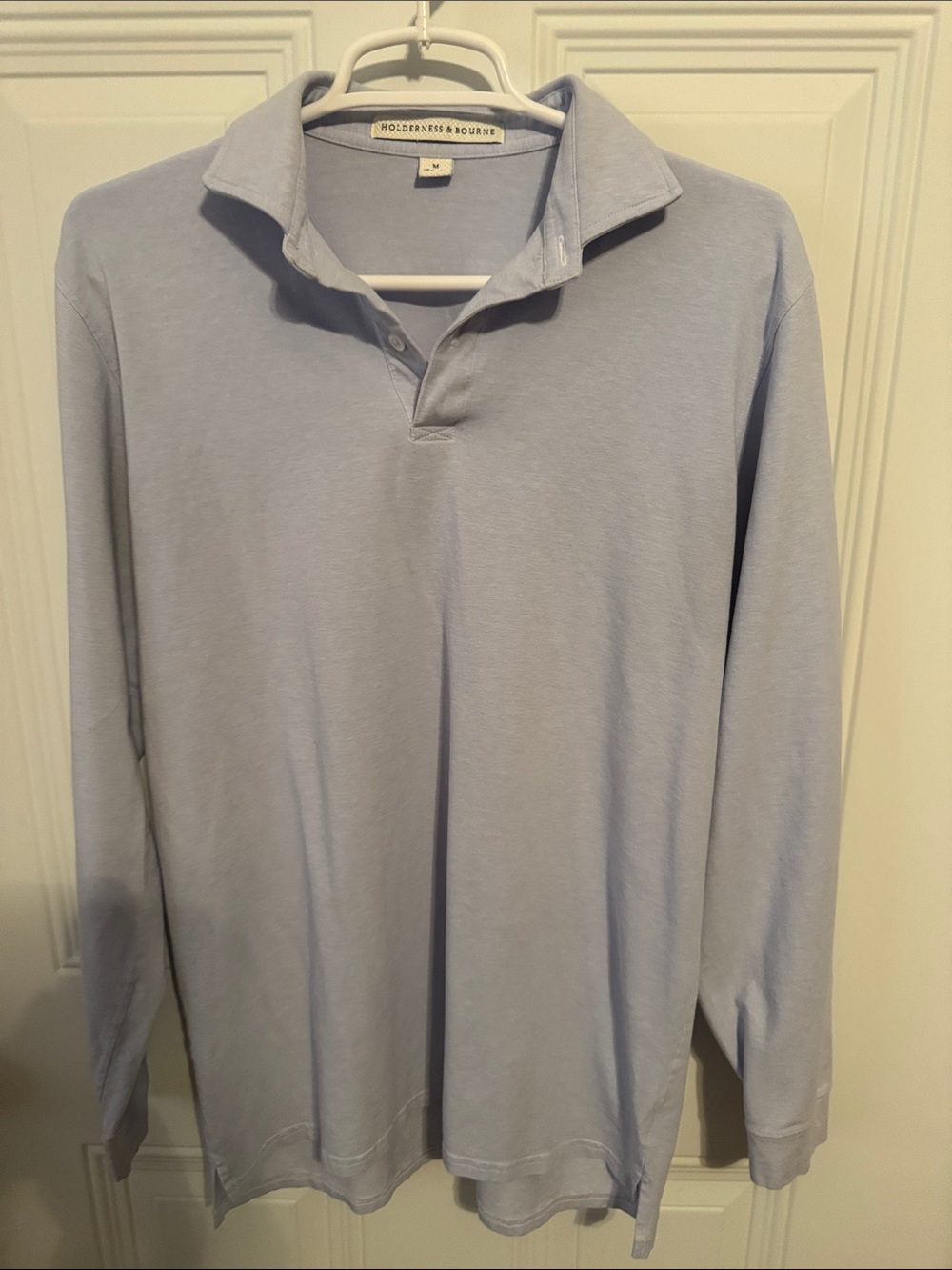 Holder was & Bourne Men’s Light Blue Long-Sleeve Polo Shirt